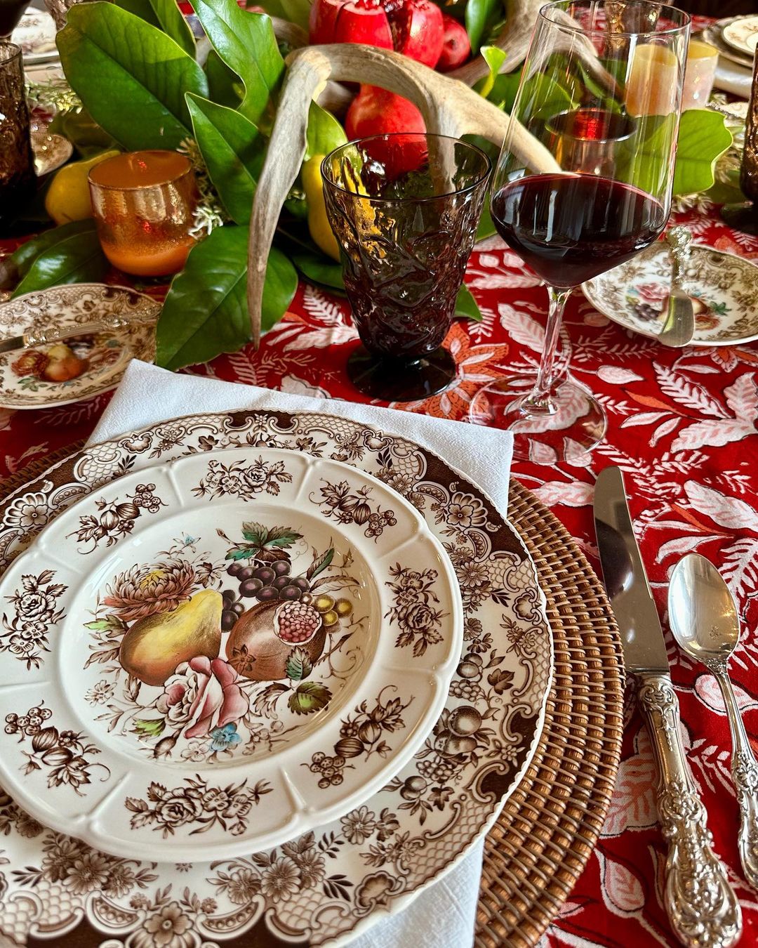 Clematis Red Tablecloth | Hand Block Printed | Cotton | An Indian Summer | Seasonless Timeless Sustainable Ethical Authentic Artisan Conscious Clothing Lifestyle Brand