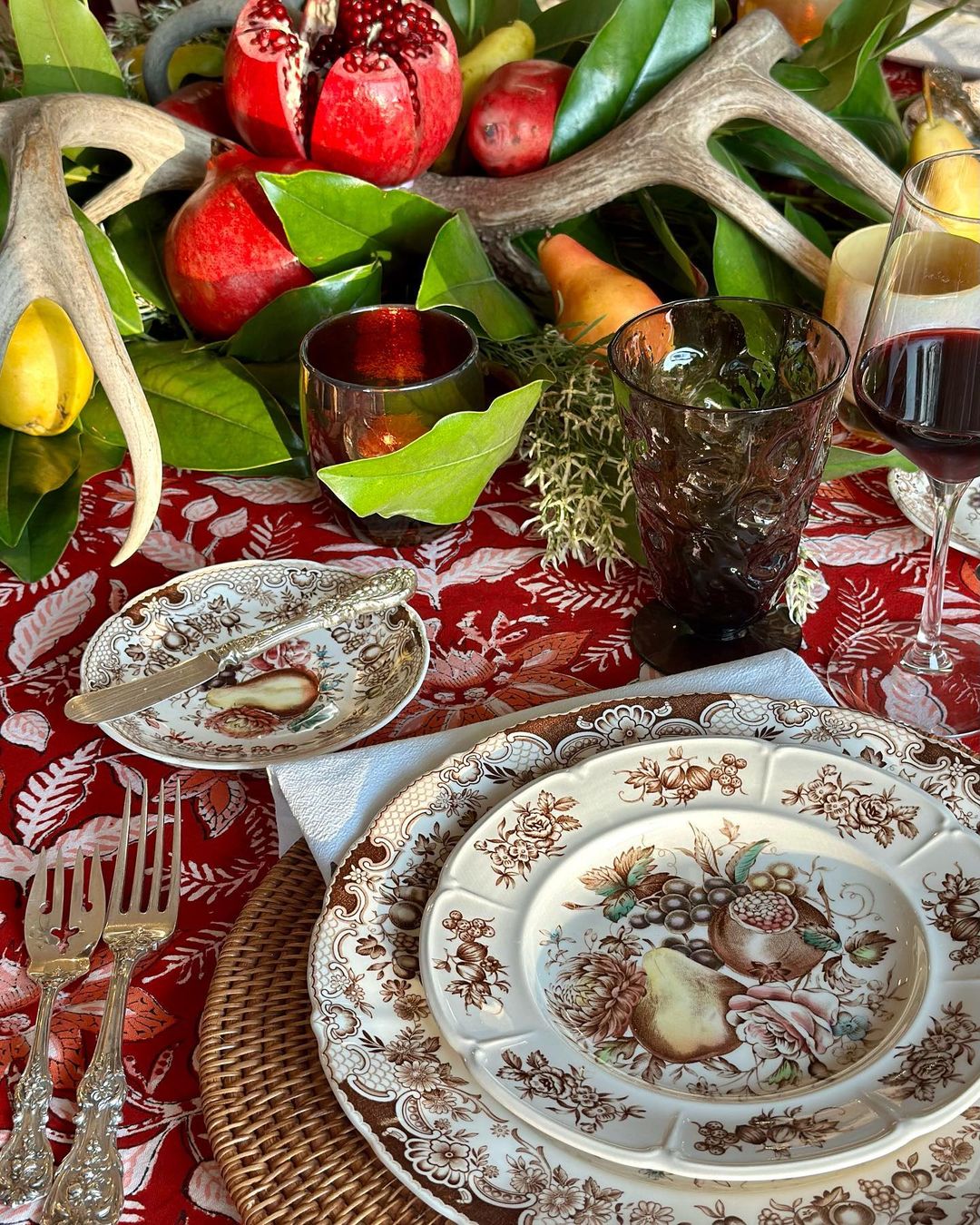 Clematis Red Tablecloth | Hand Block Printed | Cotton | An Indian Summer | Seasonless Timeless Sustainable Ethical Authentic Artisan Conscious Clothing Lifestyle Brand