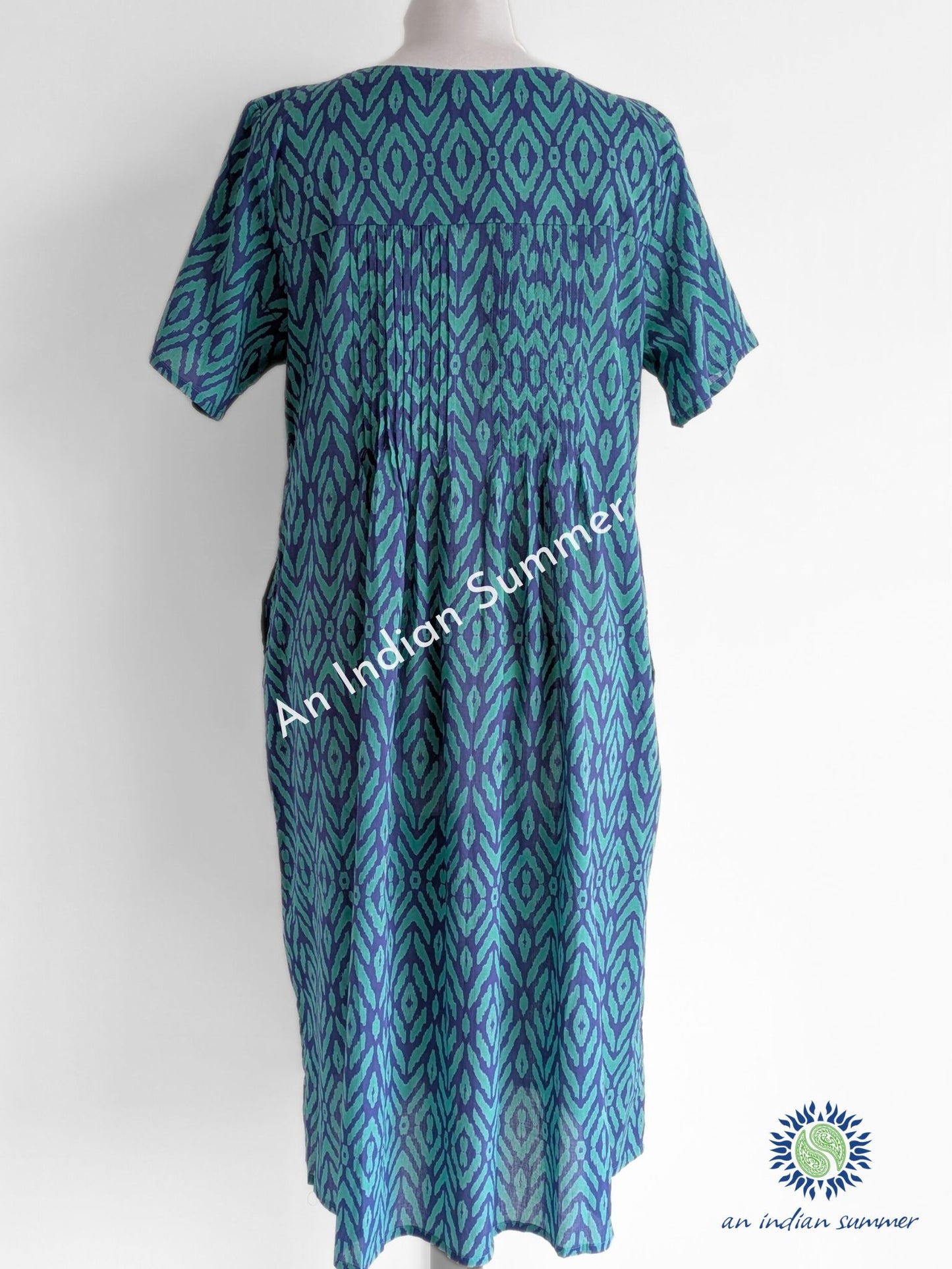 Ikat Teal Blue | Chloe Summer Dress | Cotton Voile | An Indian Summer | Seasonless Timeless Sustainable Ethical Authentic Artisan Conscious Clothing Lifestyle