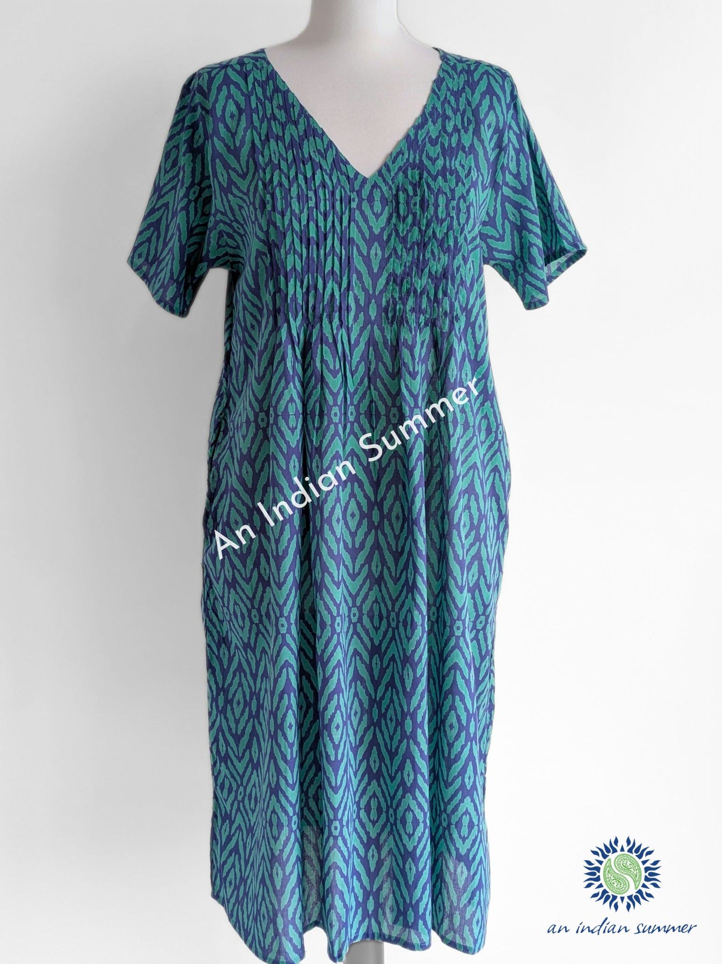 Ikat Teal Blue | Chloe Summer Dress | Cotton Voile | An Indian Summer | Seasonless Timeless Sustainable Ethical Authentic Artisan Conscious Clothing Lifestyle