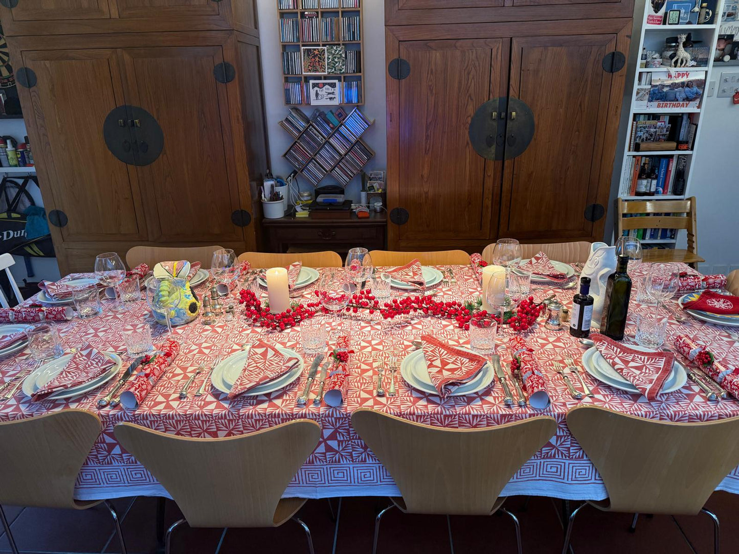 Nappe Géométrique Rouge - Disponible en 3 Tailles