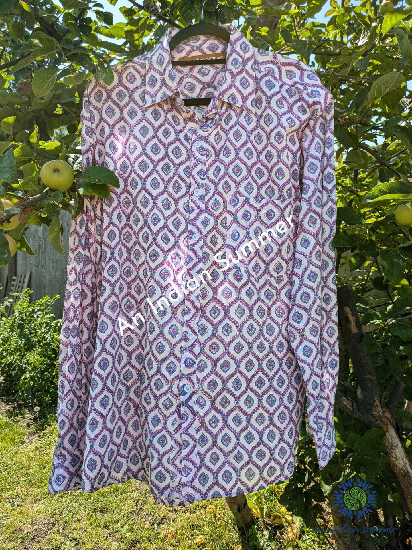 Chemise à imprimé diamant - Blanc et violet