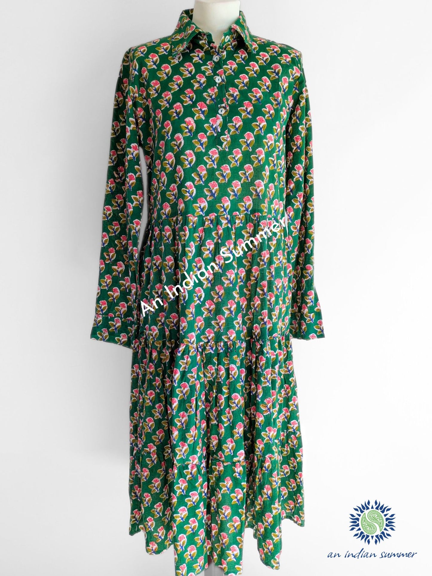 Midi Shirt Dress - Green