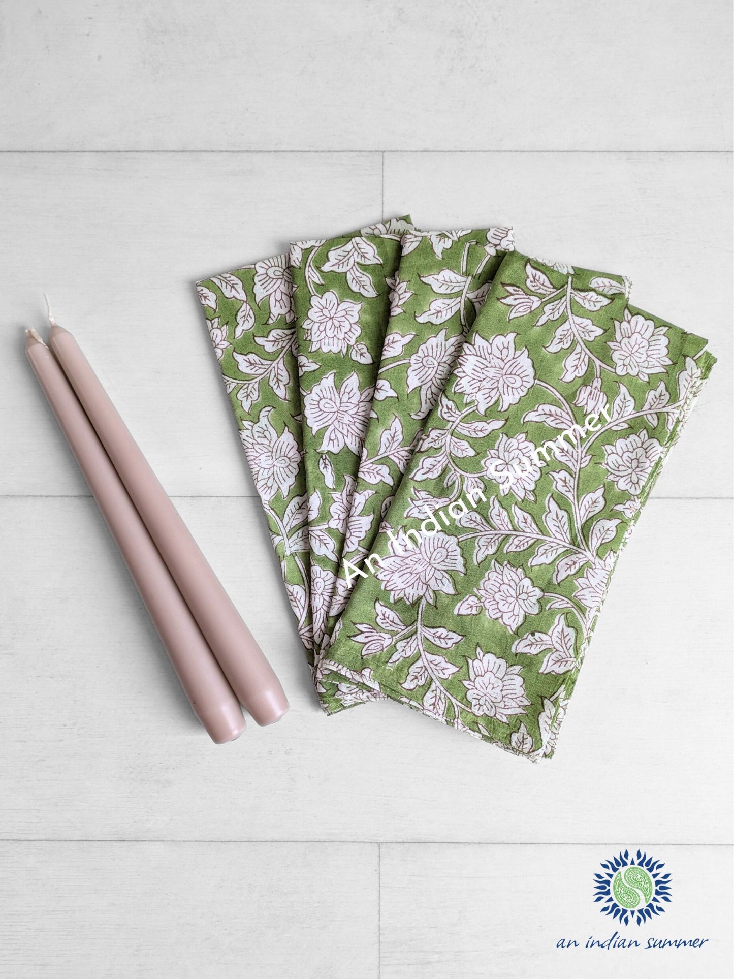 Napkins & Candles Gift Set - Floral Sage Green