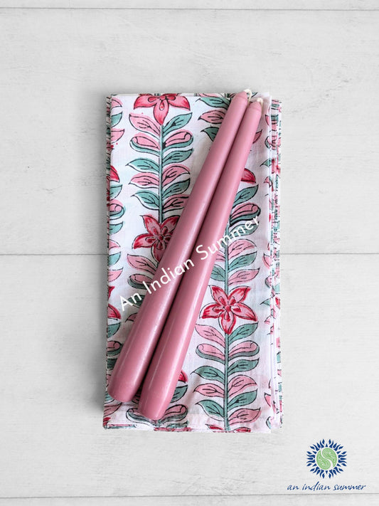 Napkins & Candles Gift Set - Floral White & Pink