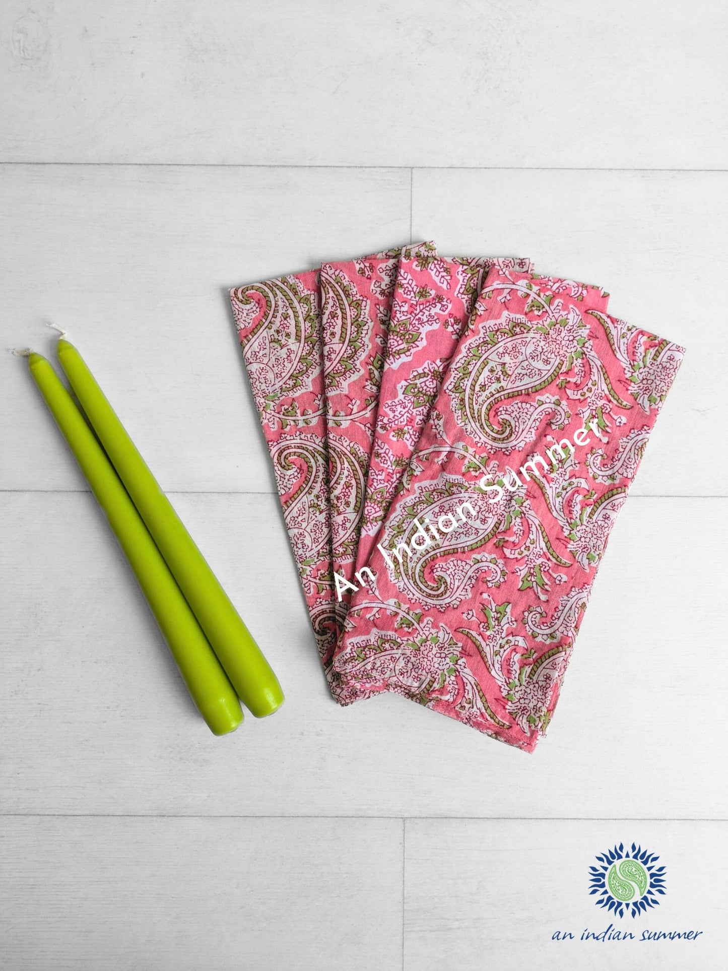 Napkins & Candles Gift Set - Paisley Pink