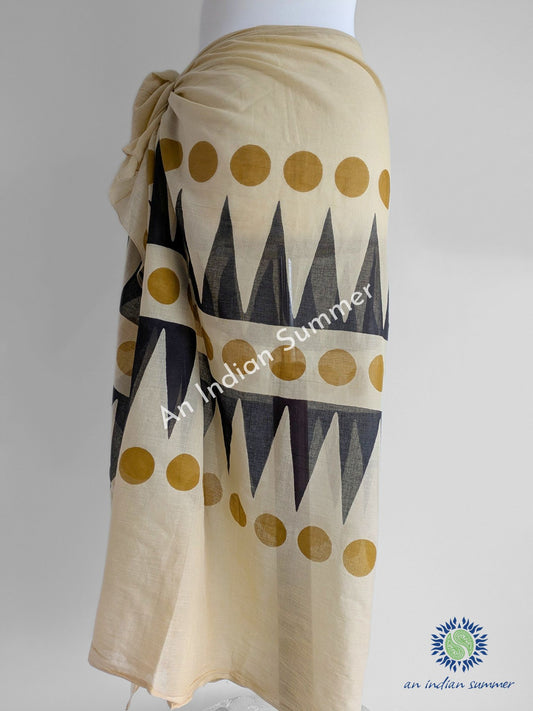 Bold Haiku Sarong | Natural Dyed Plant Dyes | Abstract Design Geometric Print | Hand Block Printed | Cotton Voile | An Indian Summer | Luxury Resortwear Swimwear Beachwear | Seasonless Timeless Sustainable Ethical Authentic Artisan Conscious Clothing Lifestyle Brand