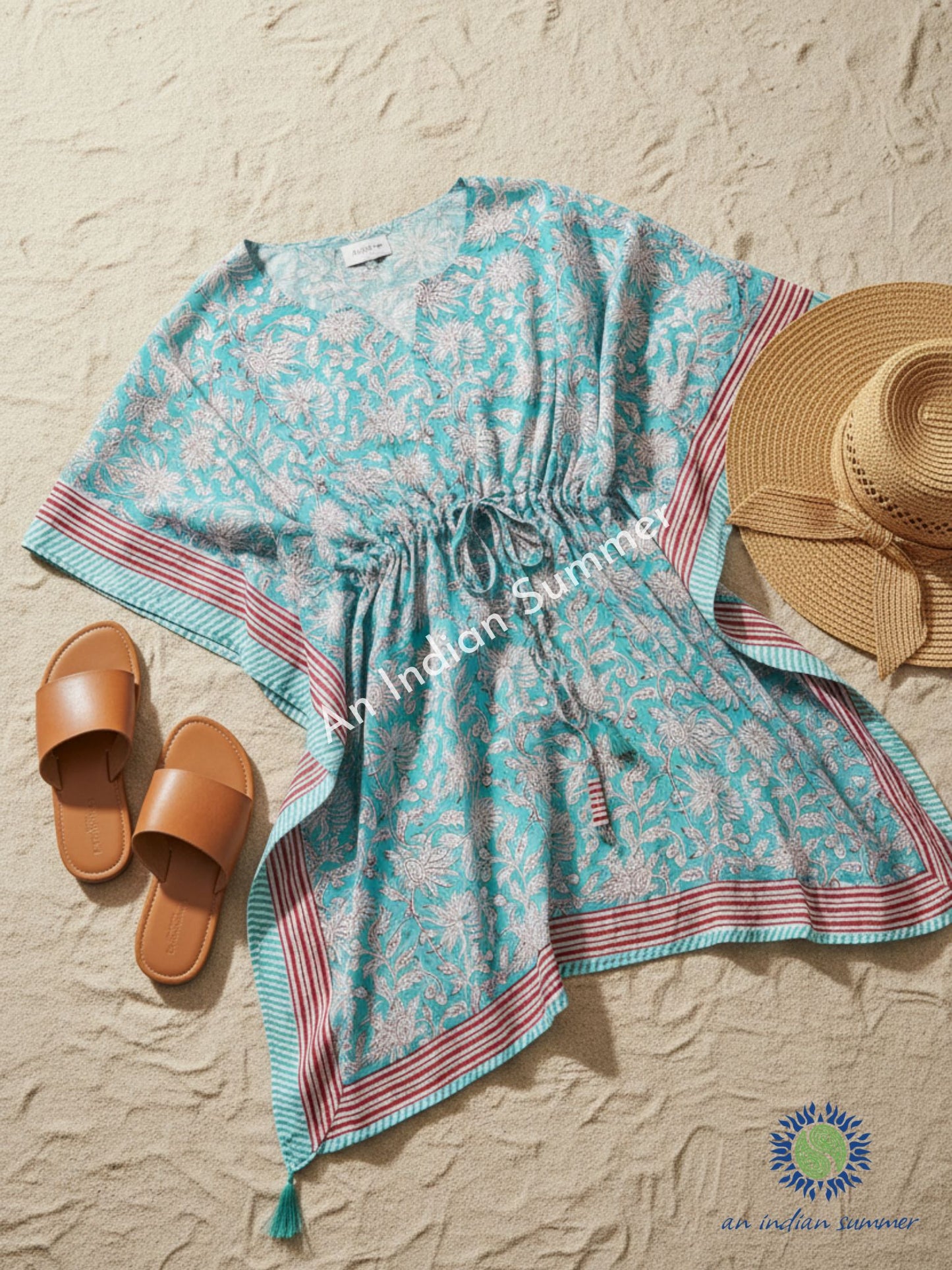 Short Kaftan Maya - Aqua