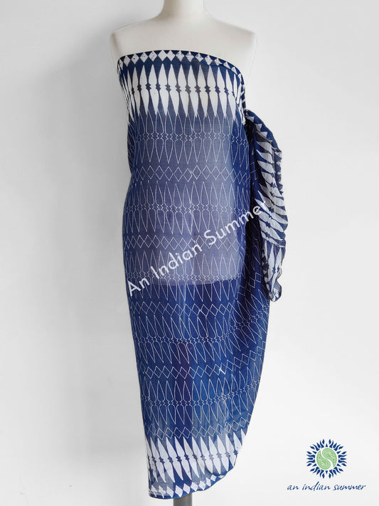 Tring Sarong Pareo | Indigo Natural Dye | Hand Block Printed | Soft Cotton Voile | An Indian Summer | Resortwear Swimwear Beachwear | Seasonless Timeless Sustainable Ethical Authentic Artisan Conscious Clothing Lifestyle Brand