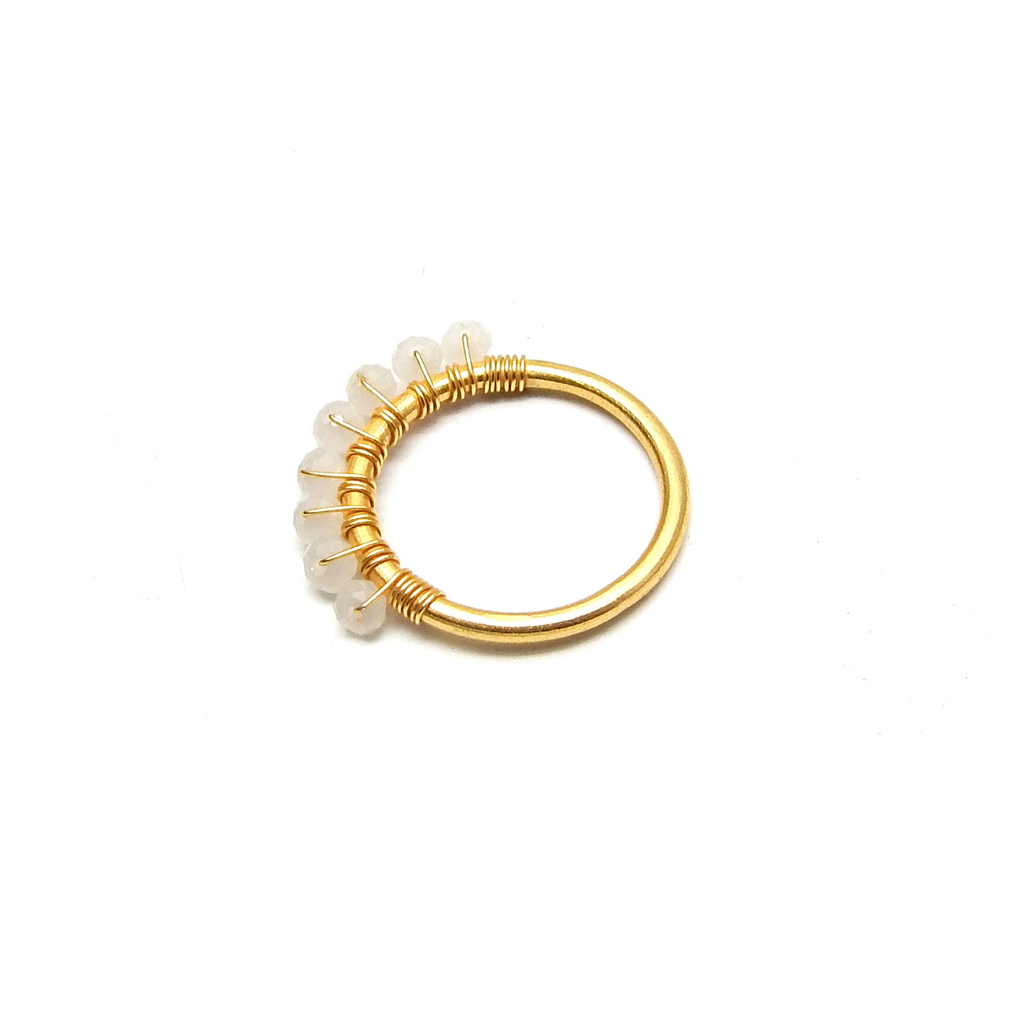 White Chalcedony Row Ring - An Indian Summer
