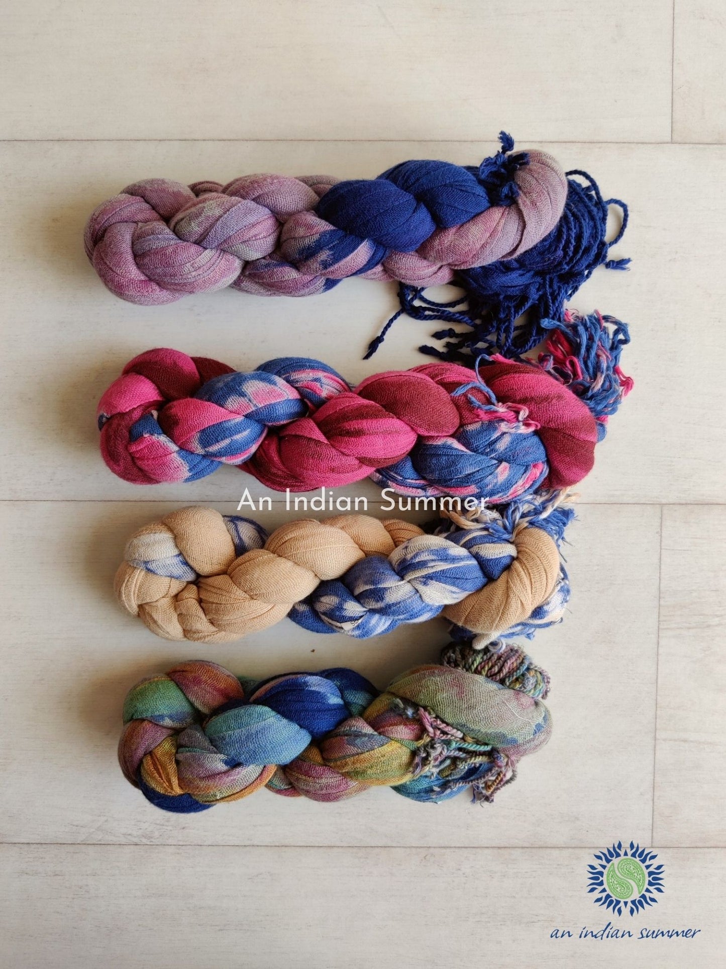 An Indian Summer All Colours Shibori Hand Tie Dyed Handloom Woven Cotton Gauze Scarves