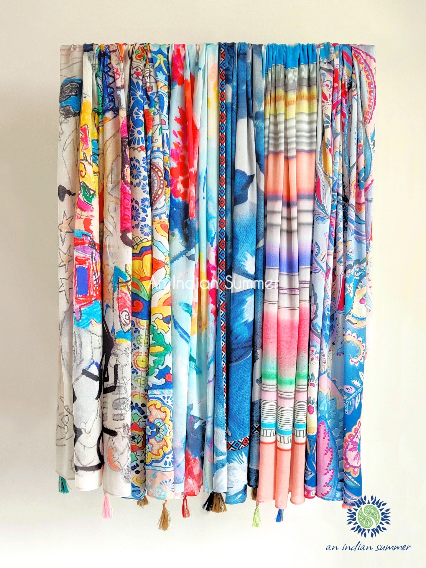 Art Inspired Shawls Sarongs Pareos | An Indian Summer | Luxury Resortwear Swimwear Beachwear | Seasonless Timeless Sustainable Ethical Authentic Artisan Conscious Clothing Lifestyle Brand