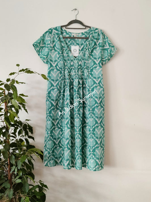 Damask Teal | Chloe Summer Dress | Cotton Voile | An Indian Summer | Seasonless Timeless Sustainable Ethical Authentic Artisan Conscious Clothing Lifestyle