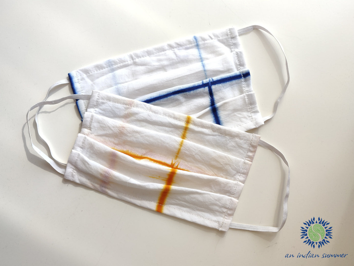 Cotton Face Mask | Handmade | Sustainable Hand Block Printed & Shibori Tie Dye | Cotton | An Indian Summer | Donations to the NHS & Artisans | Handmade | Sustainable & Sustainably Made