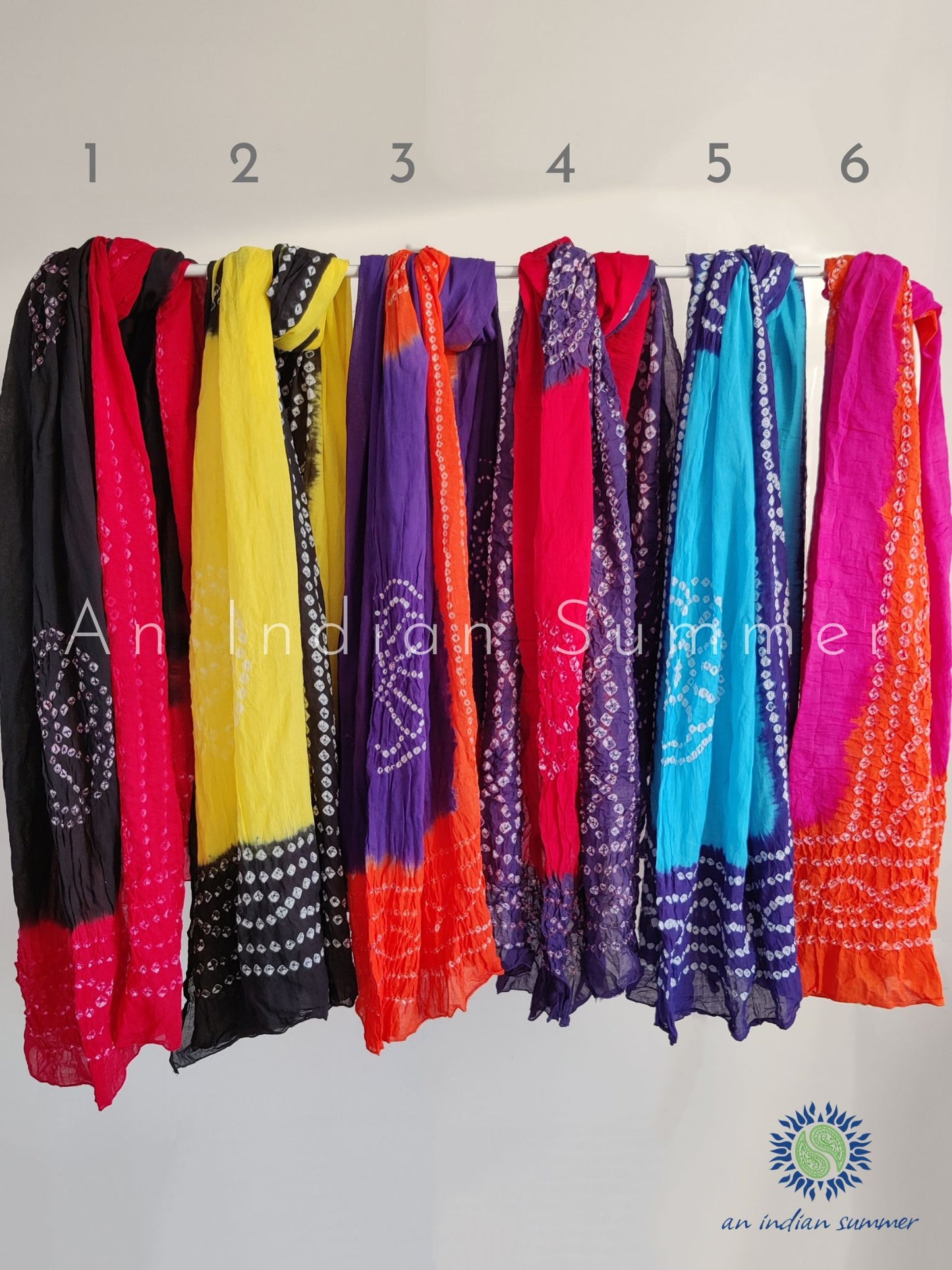 Contrast Bandhani Sarongs Pareos Shawls | Bandhej Tie Dye | Hand Tie-Dyed | Soft Cotton Voile | An Indian Summer | Luxury Resortwear Swimwear Beachwear | Seasonless Timeless Sustainable Ethical Authentic Artisan Conscious Clothing Lifestyle Brand
