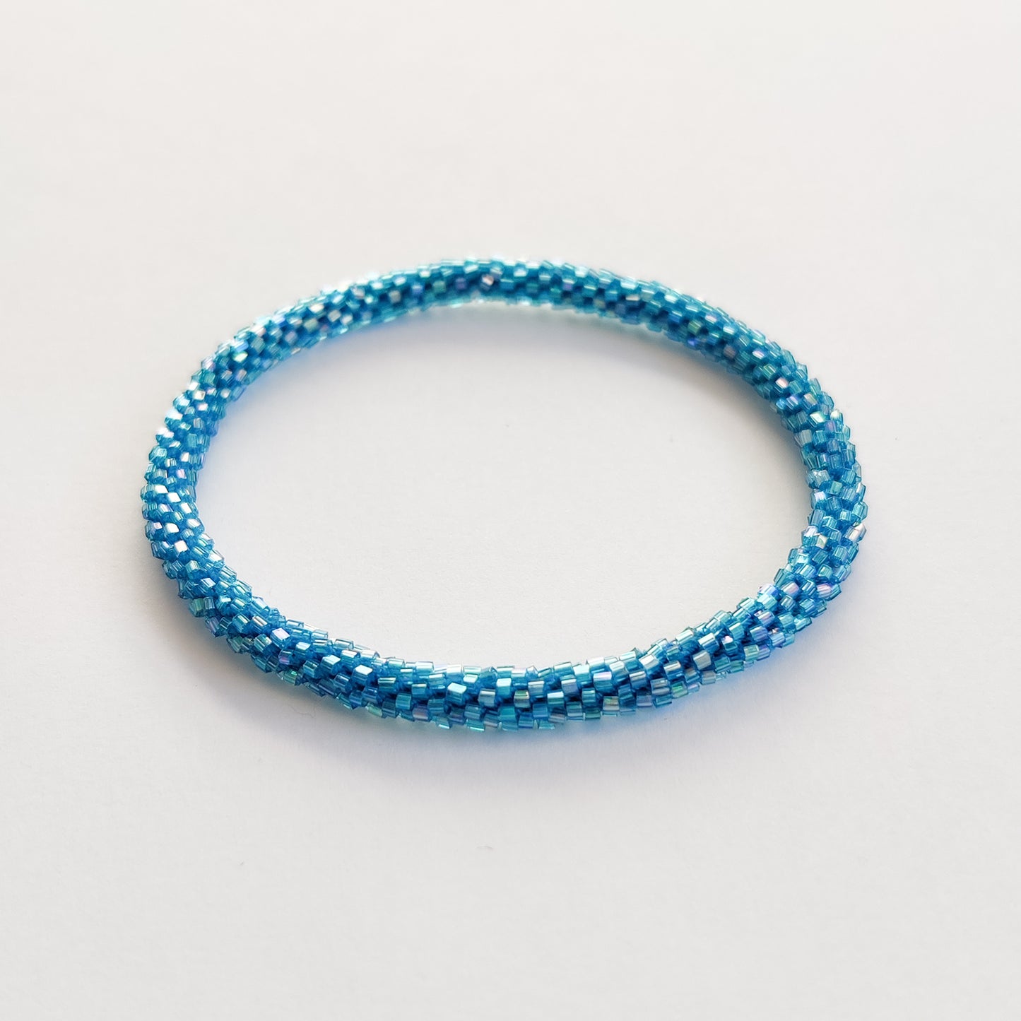 An Indian Summer Blue Ibiza Roll On Bracelet Glass Beads Arm Candy Stacking Bracelets