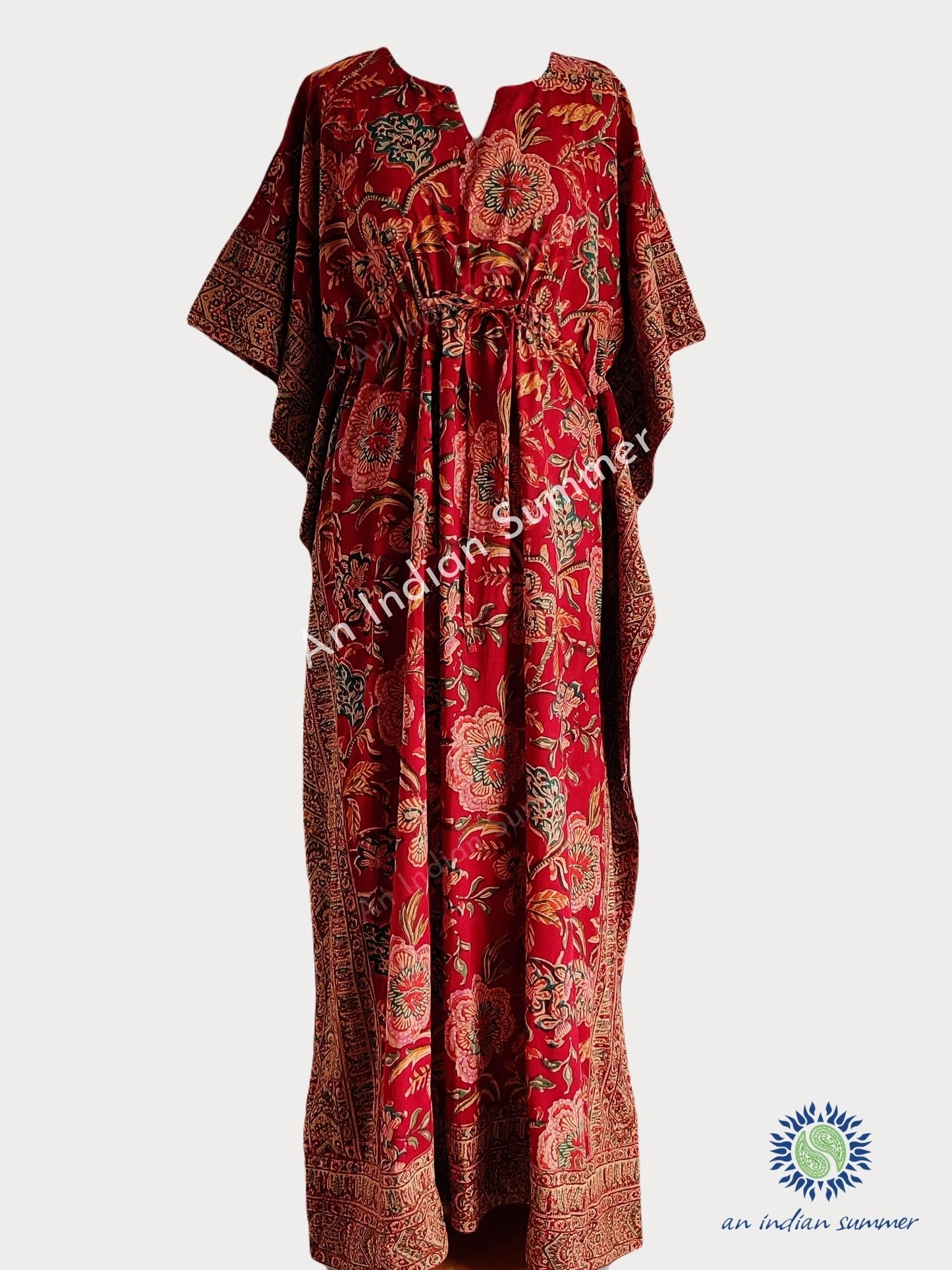 Long Kaftan | Tree of Life | Red | Wood Block Print | Hand Block Printed | Cotton | An Indian Summer | Seasonless Timeless Sustainable Ethical Authentic Artisan Conscious Clothing Lifestyle Brand