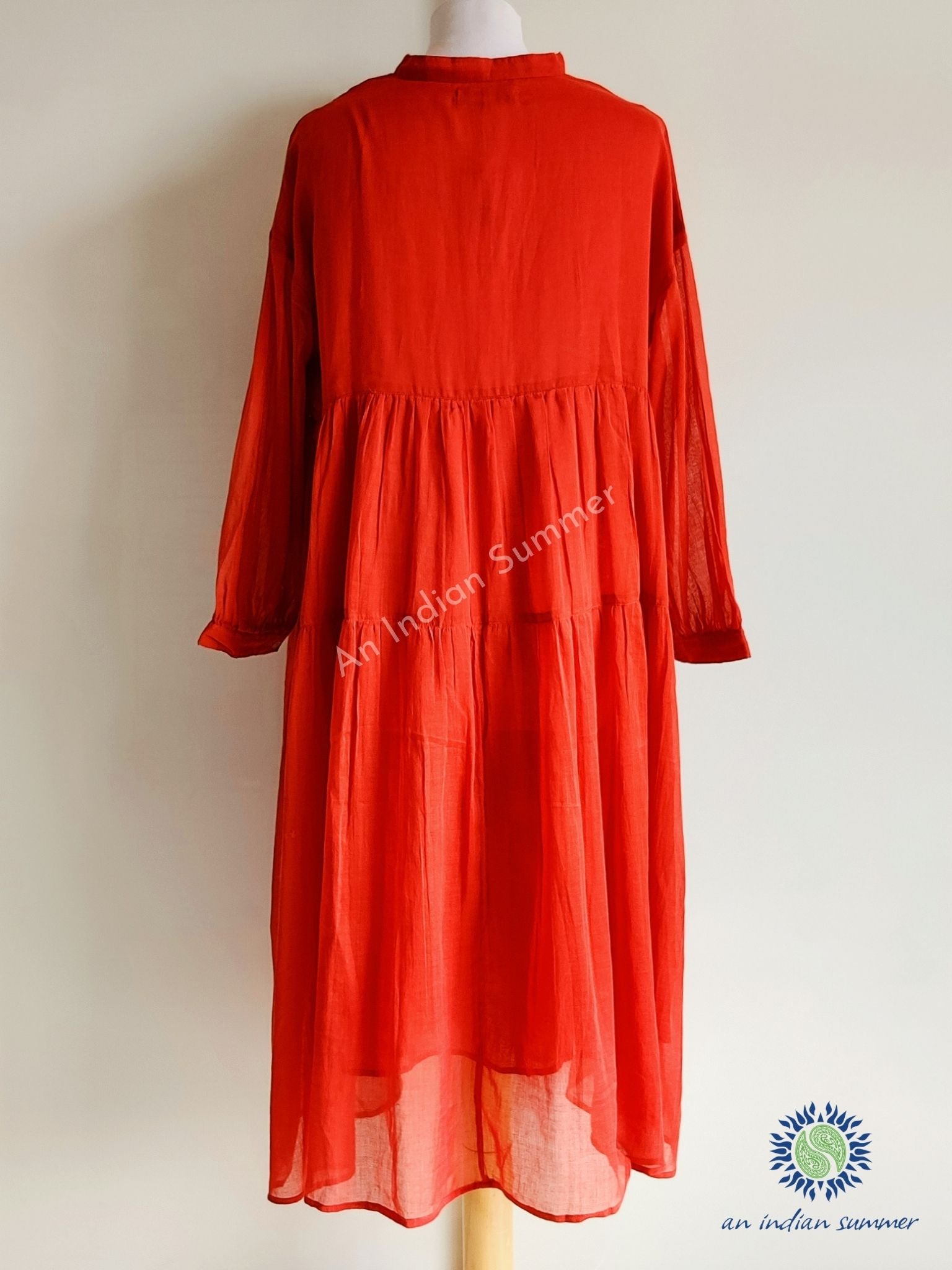 Burnt Orange | Nitya Dress | Plain Cotton Dress Self Lined with Pockets | Cotton Voile | An Indian Summer | Seasonless Timeless Sustainable Ethical Authentic Artisan Conscious Clothing Lifestyle Brand