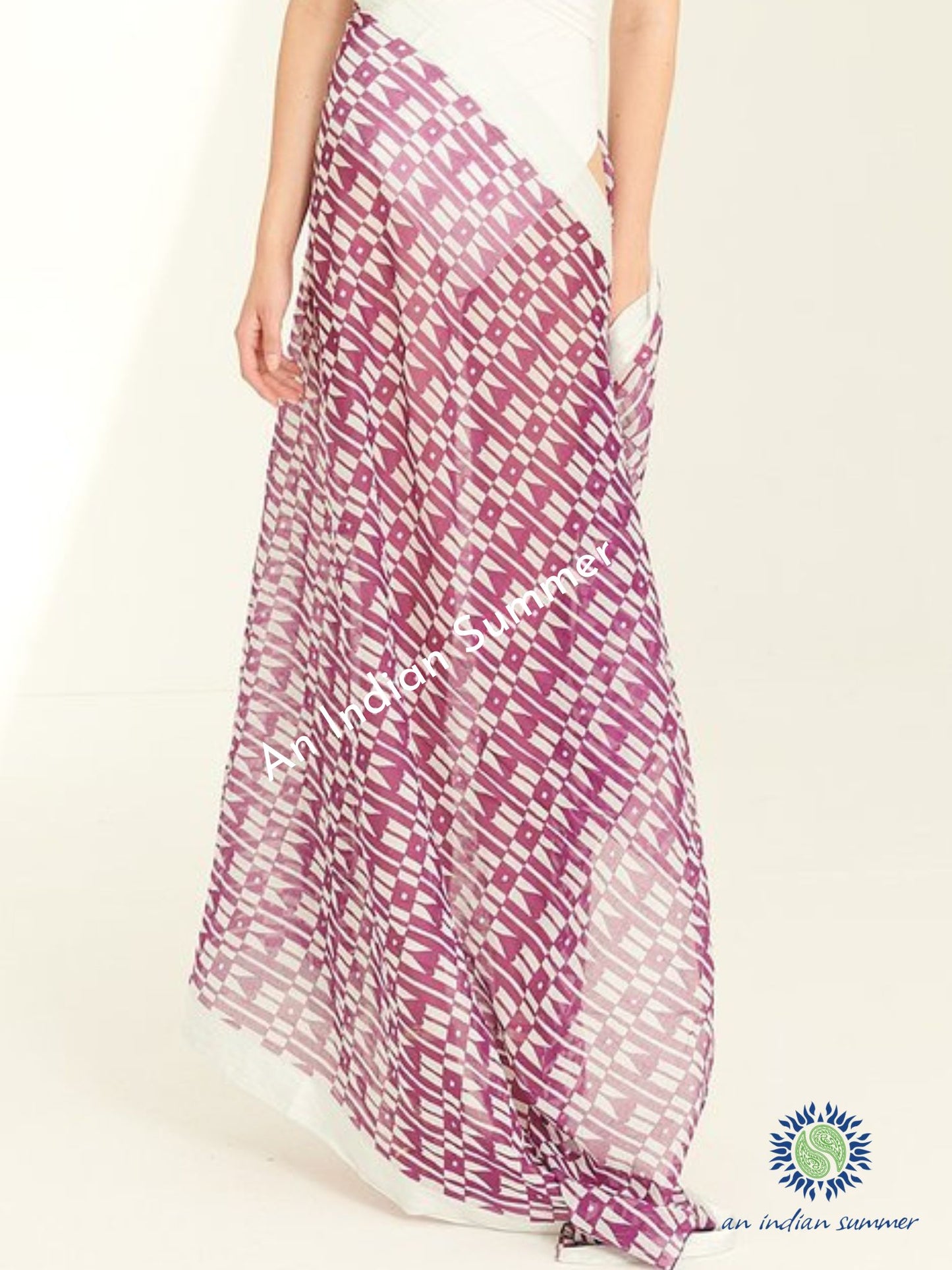Hearts Woven Border Sarong Pareo | Magenta | Hand Block Printed | Soft Cotton Voile | An Indian Summer | Resortwear Swimwear Beachwear | Seasonless Timeless Sustainable Ethical Authentic Artisan Conscious Clothing Lifestyle Brand
