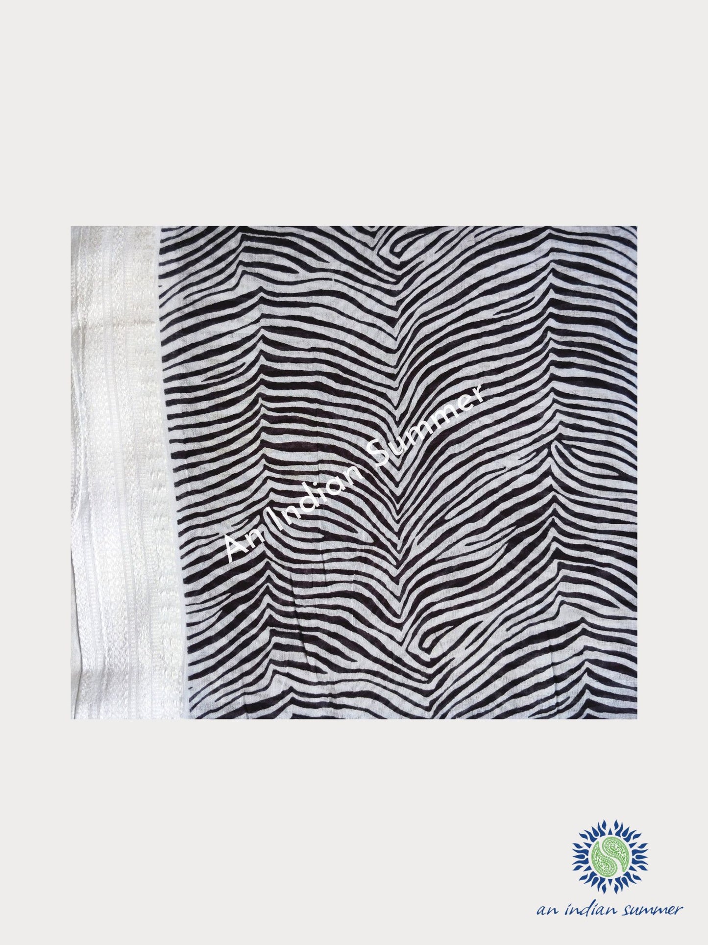 Savannah Woven Border Sarong Pareo | Black | Hand Block Printed | Soft Cotton Voile | An Indian Summer | Resortwear Swimwear Beachwear | Seasonless Timeless Sustainable Ethical Authentic Artisan Conscious Clothing Lifestyle Brand