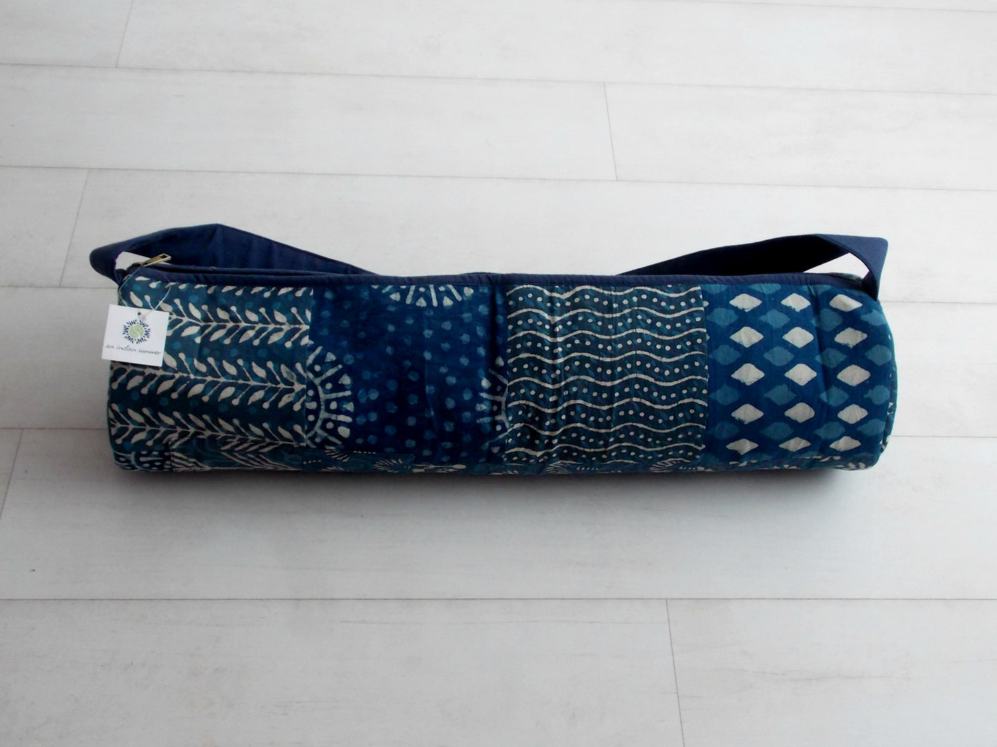 Indigo Dyed Medley Yoga Bag - Patchwork Squares - An Indian Summer