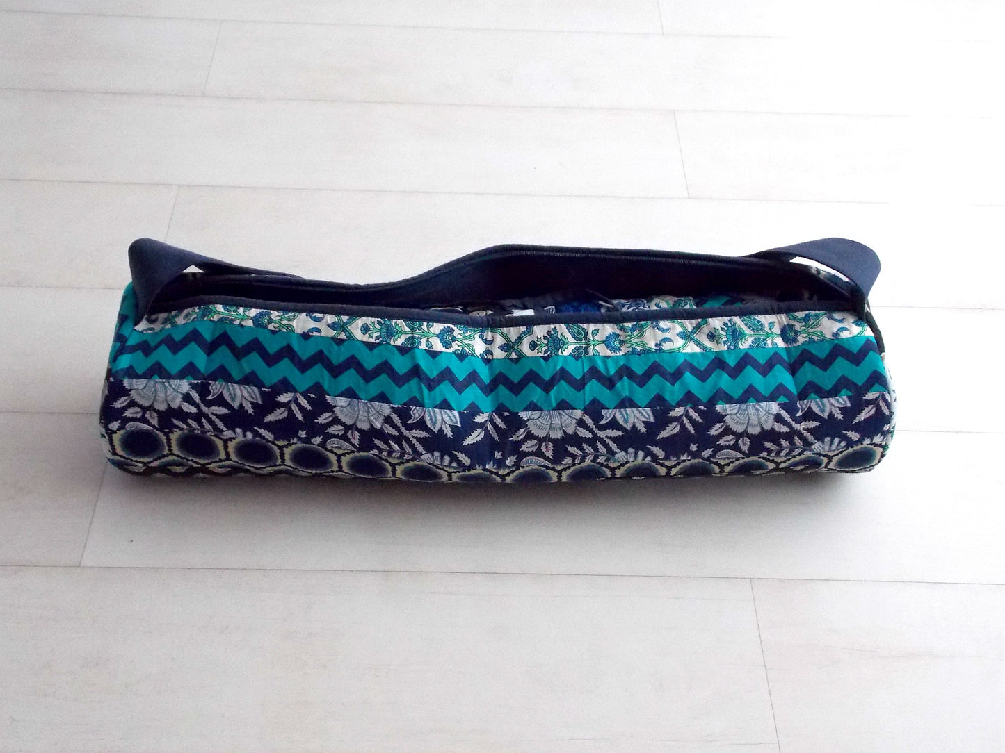Teal Medley Yoga Bag - Patchwork Stripes - An Indian Summer