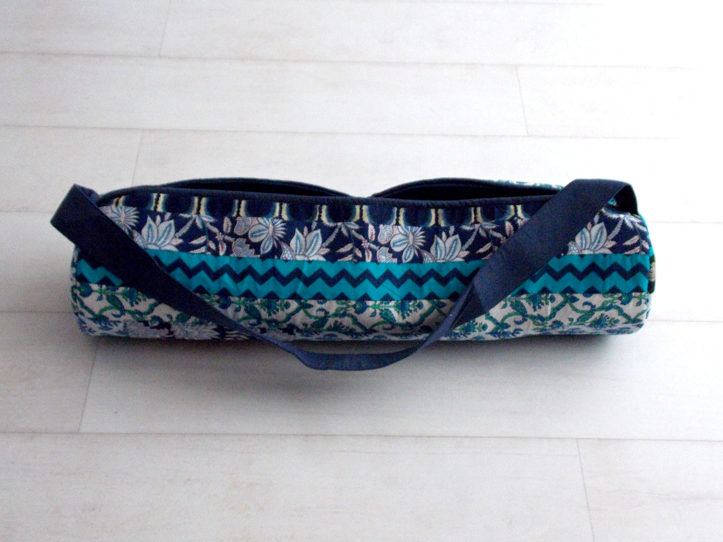 Teal Medley Yoga Bag - Patchwork Stripes - An Indian Summer