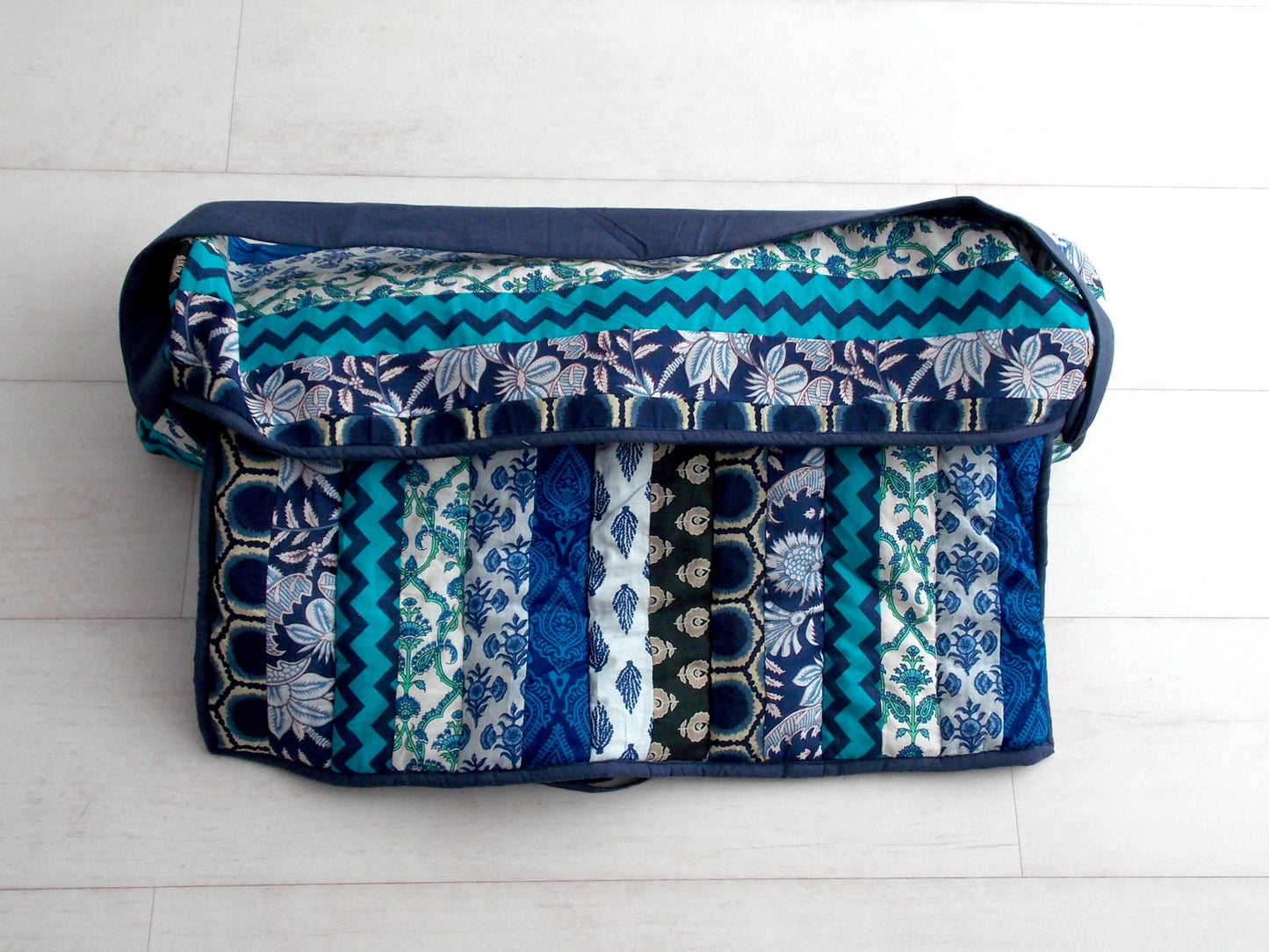 Teal Medley Yoga Bag - Patchwork Stripes - An Indian Summer