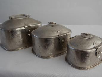 Set of 3 Etched Oblong Trinket Boxes - An Indian Summer