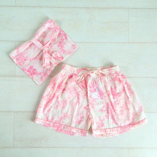 Toile Print Shorts - Pink - An Indian Summer