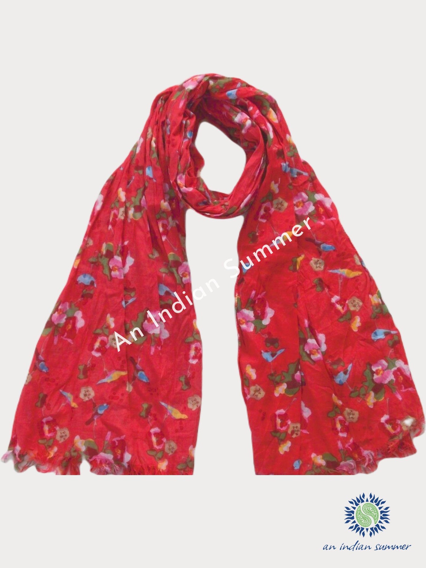 Baumwollschals mit Blumendruck – erhältlich in 3 Farben