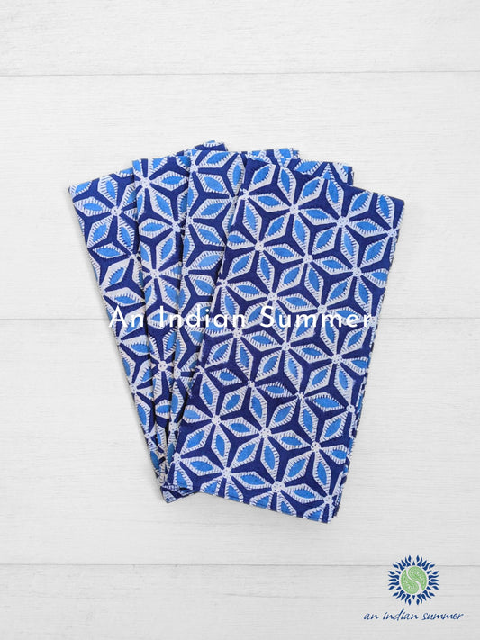 Cotton Napkins - Set of 4 - Star Blue