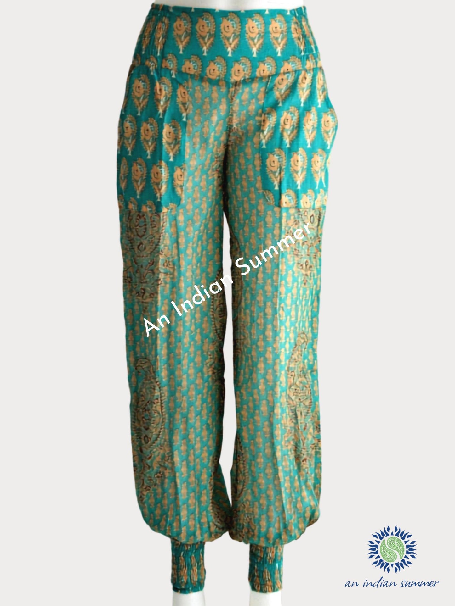Pantalon à revers Paisley Aqua