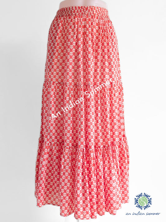 Coral | Daisy Skirt | Hand Block Printed | Cotton Voile | An Indian Summer | Seasonless Timeless Sustainable Ethical Authentic Artisan Conscious Clothing Lifestyle Brand