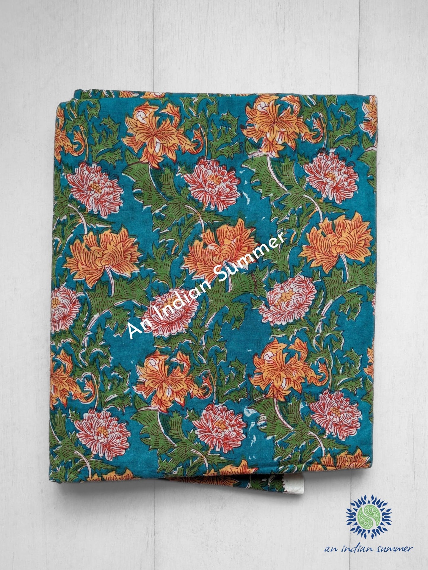 Hand Block Printed Cotton Fabric - Colour Burst