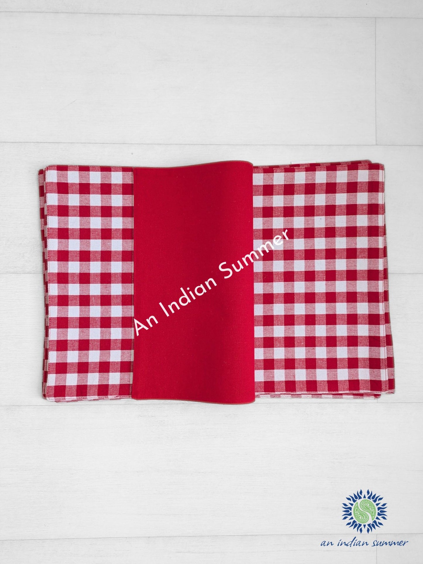 Gewebte Gingham-Tischdecke, Rot