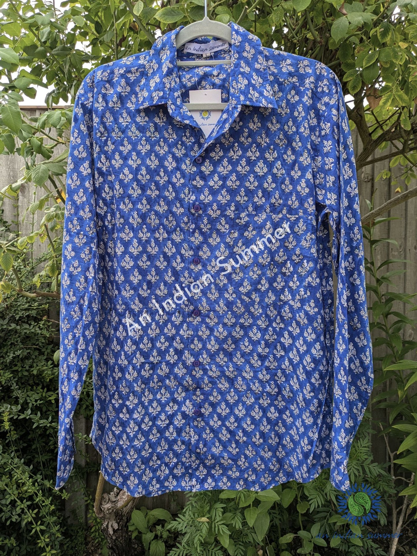 Block Print Cotton Shirt - Nova - Blue