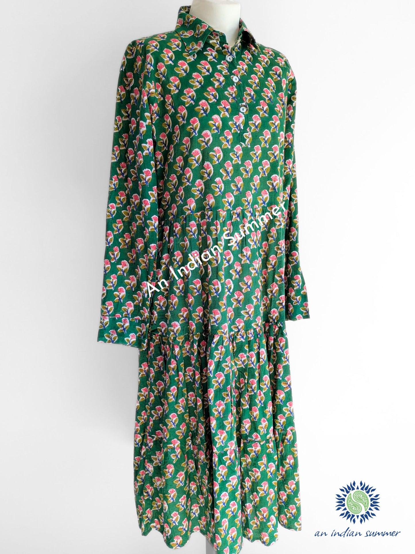 Midi Shirt Dress - Green