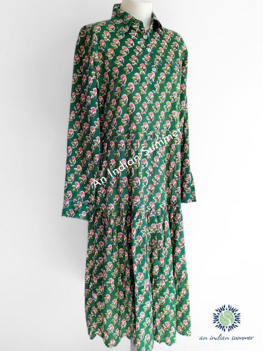 Midi Shirt Dress - Green