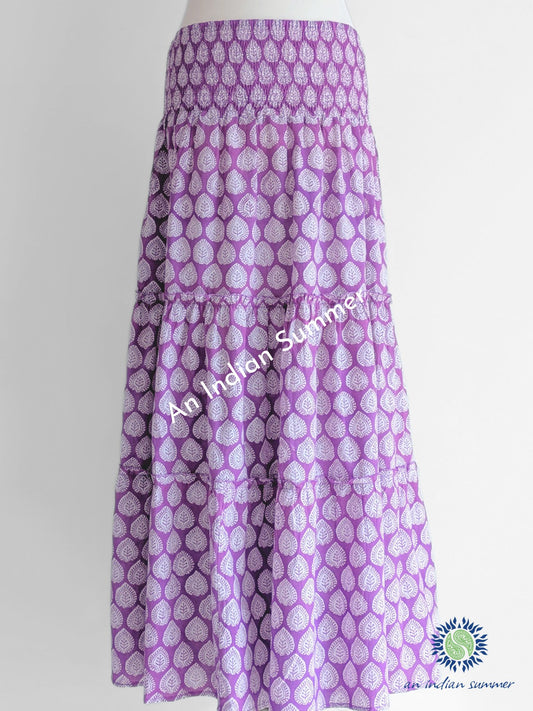 Petals Skirt Purple | Hand Block Printed Cotton Skirt | Cotton Voile | An Indian Summer | Seasonless Timeless Sustainable Ethical Authentic Artisan Conscious Clothing Lifestyle Brand