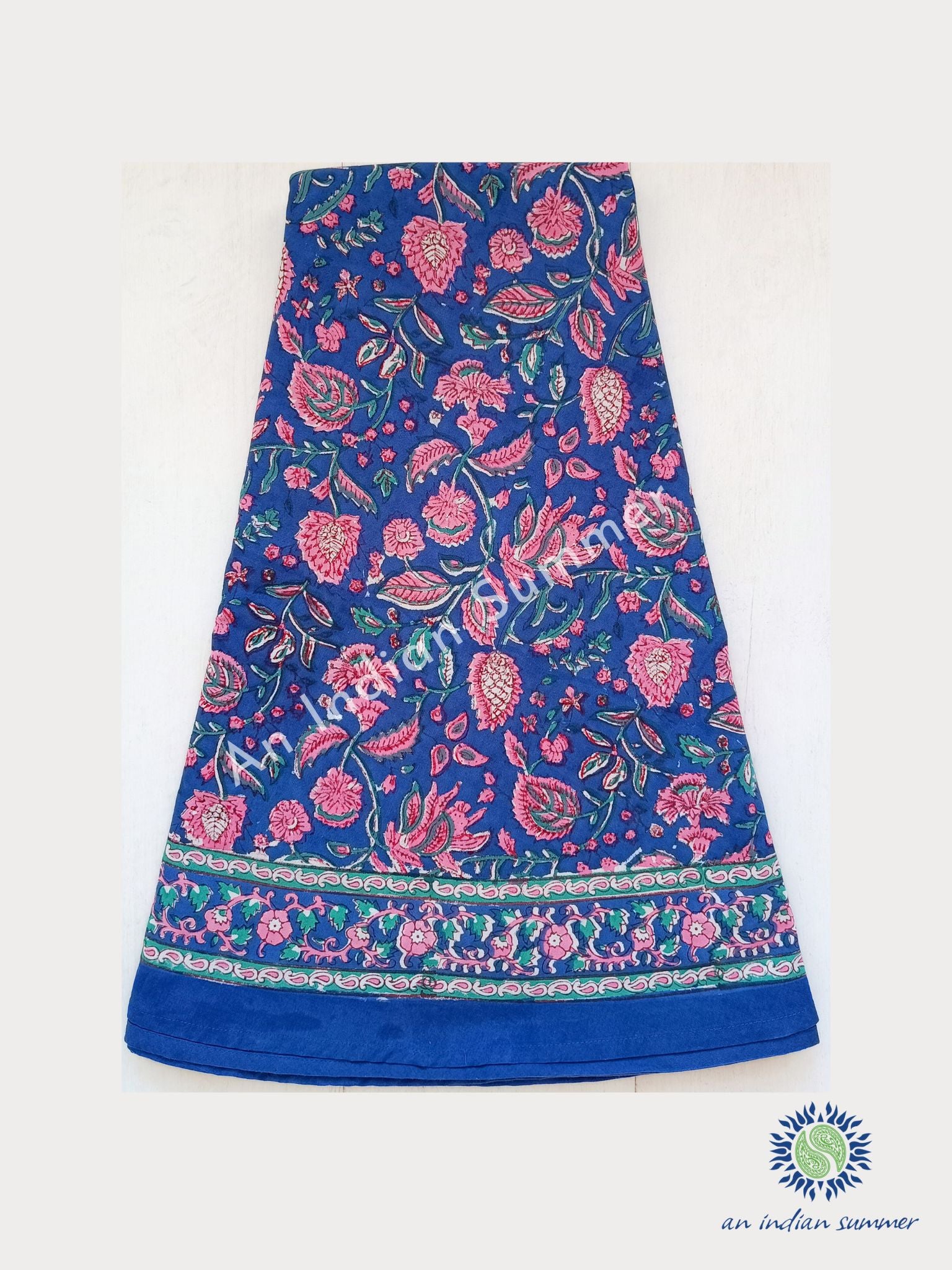 Vanah Round Tablecloth | Blue Pink Teal | Hand Block Printed | Cotton | An Indian Summer | Seasonless Timeless Sustainable Ethical Authentic Artisan Conscious Clothing Lifestyle Brand