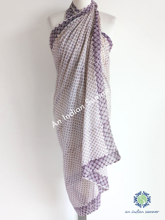 Zinnia Sarong Pareo | Brown | Hand Block Printed | Soft Cotton Voile | An Indian Summer | Resortwear Swimwear Beachwear | Seasonless Timeless Sustainable Ethical Authentic Artisan Conscious Clothing Lifestyle Brand