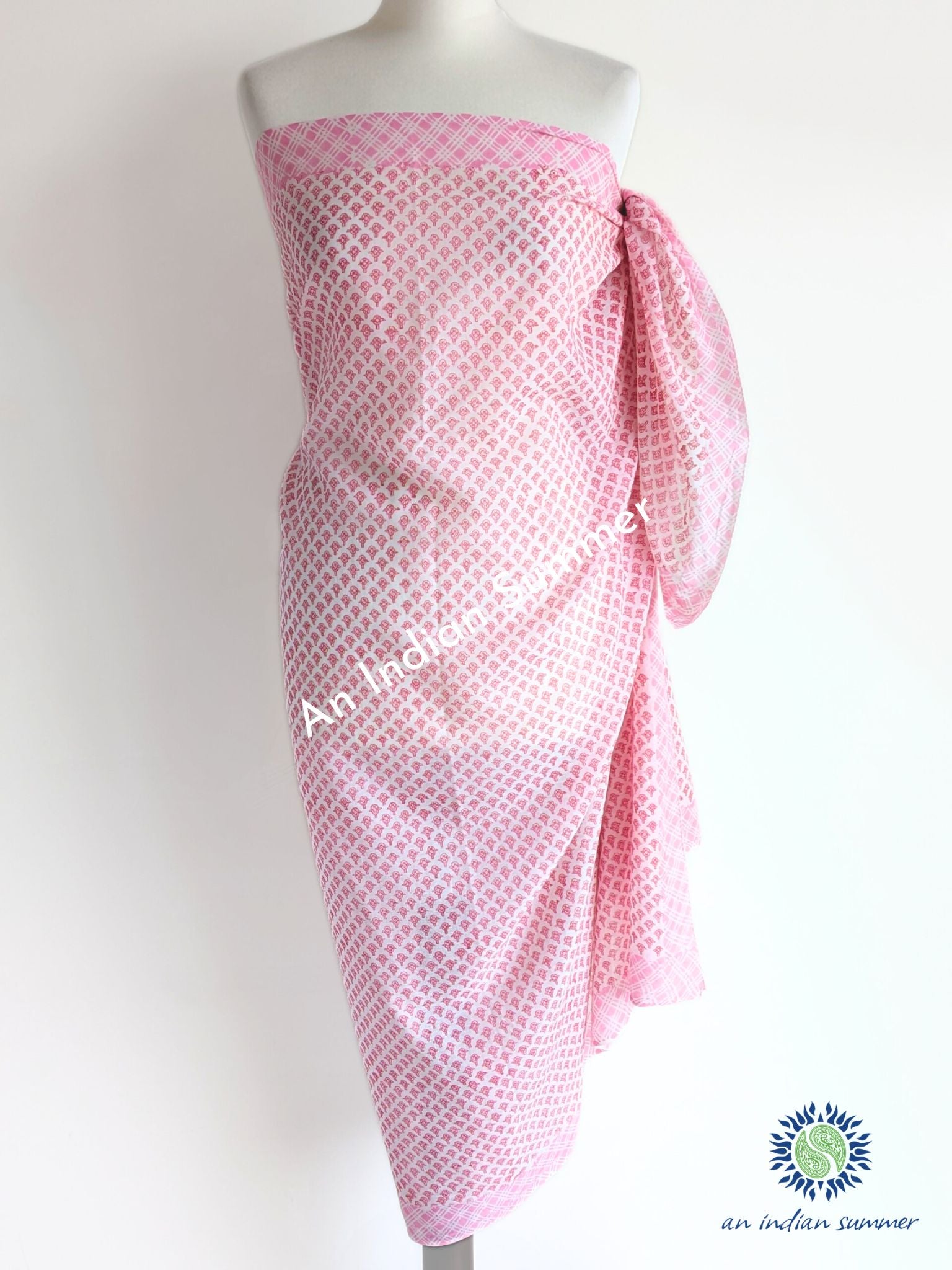 Zinnia Sarong Pareo | Pink | Hand Block Printed | Soft Cotton Voile | An Indian Summer | Seasonless Timeless Sustainable Ethical Authentic Artisan Conscious Clothing Lifestyle Brand