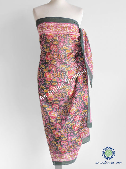 Paréo Chrysanthème - Vert Mousse