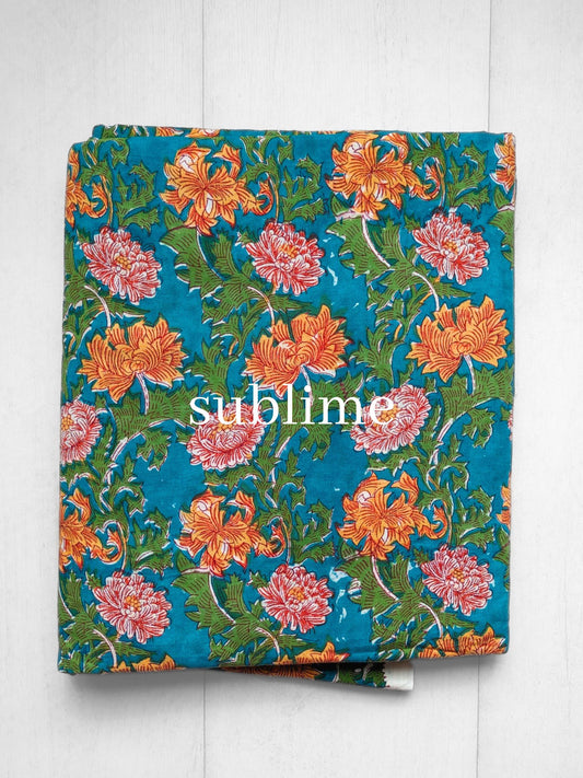 Hand Block Printed Cotton Fabric - Colour Burst