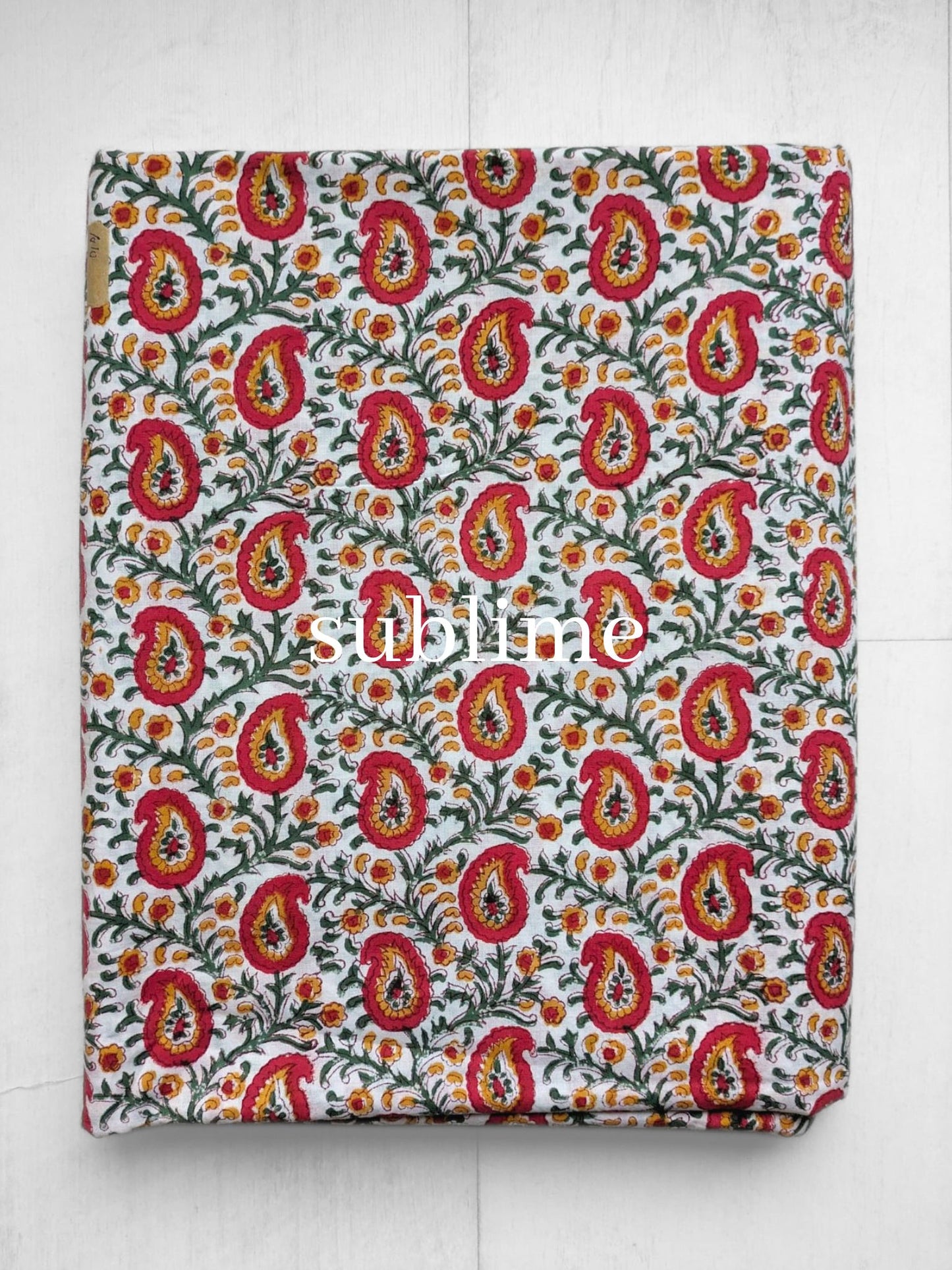 Hand Block Printed Cotton Fabric - Paisley Vine