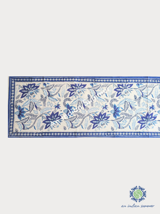 Table Runner Clematis White Blue