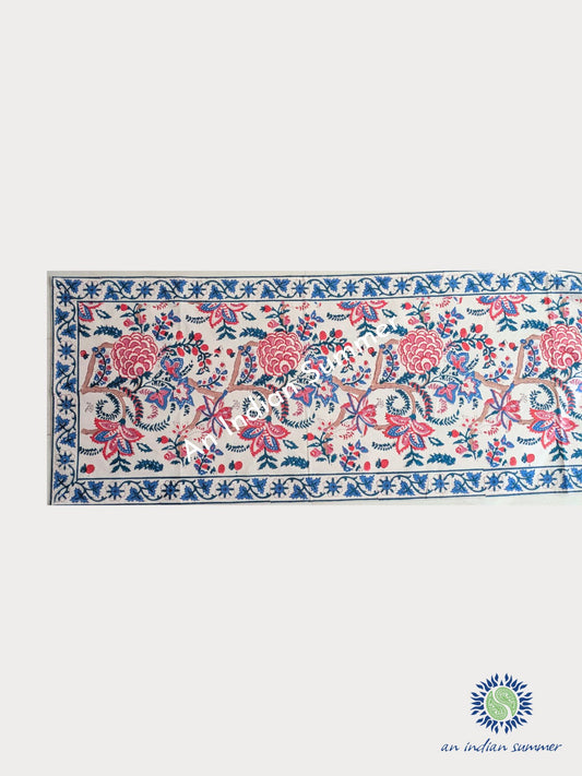 Table Runner Cottage Garden Pink Blue