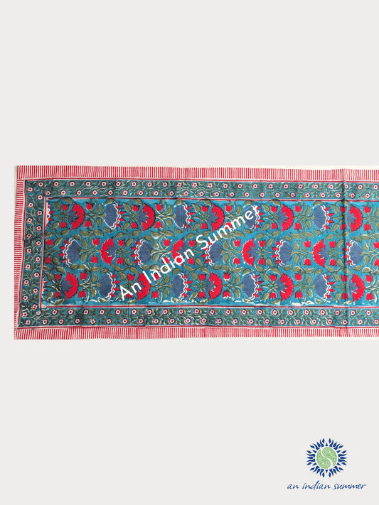 Table Runner Lotus Teal Red