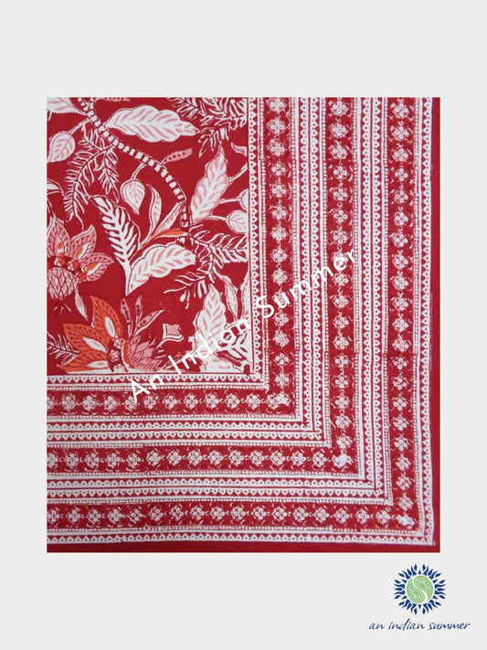 Clematis Red Tablecloth | Hand Block Printed | Cotton | An Indian Summer | Seasonless Timeless Sustainable Ethical Authentic Artisan Conscious Clothing Lifestyle Brand